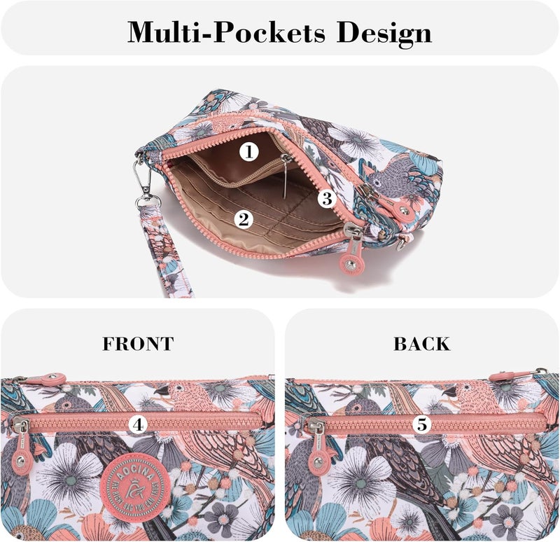 AOCINA Small Wristlet Wallet for Women RFID Blocking Crossbody Purse Gifts for Valentines Day Nylon Cell Phone Purses - Image 5